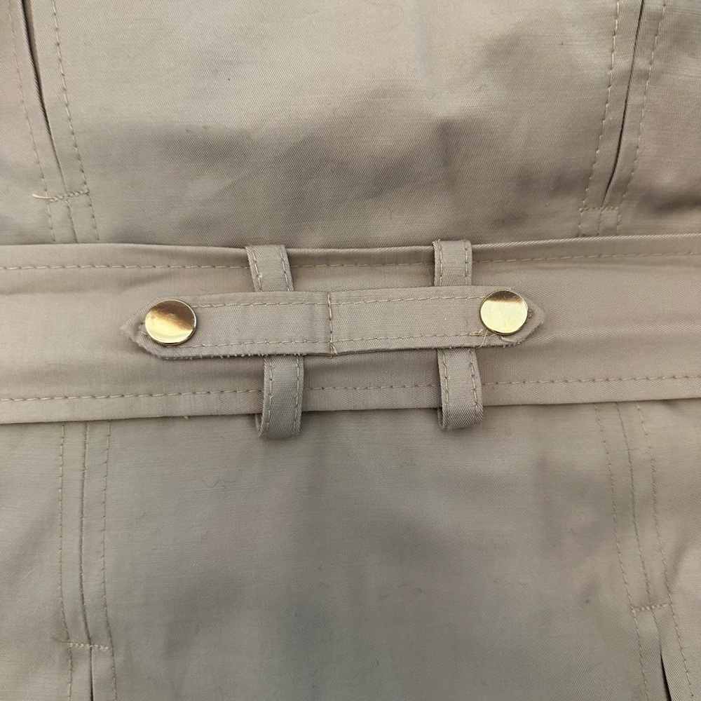 Via Spiga Tan Belted Double-Breasted Trench Coat Pleated Womens M - Picture 9 of 11